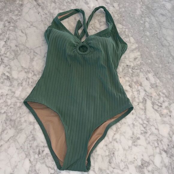 KONA SOL GREEN ONE PIECE BATHING SUIT M - Picture 1 of 7